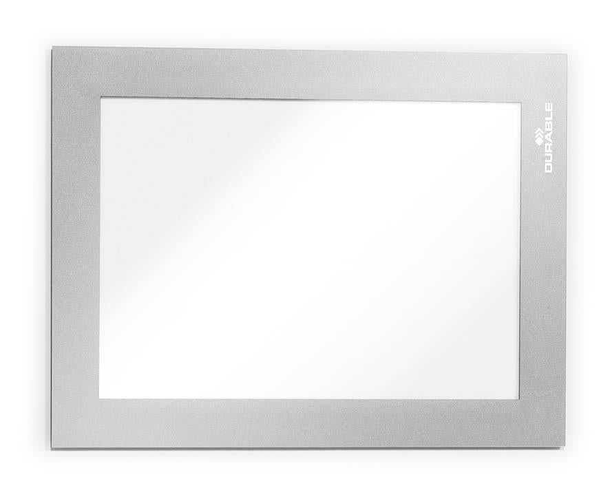 Durable DURAFRAME Magnetic Document Signage Frame for Metal | 5 Pack | A6 Silver