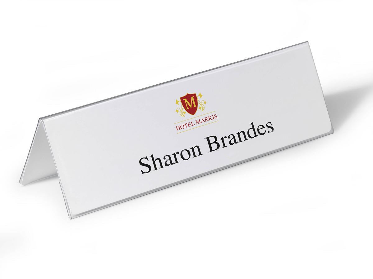 Durable Clear Plastic Table Place Name Holders and Inserts | 25 Pack | 105x297mm