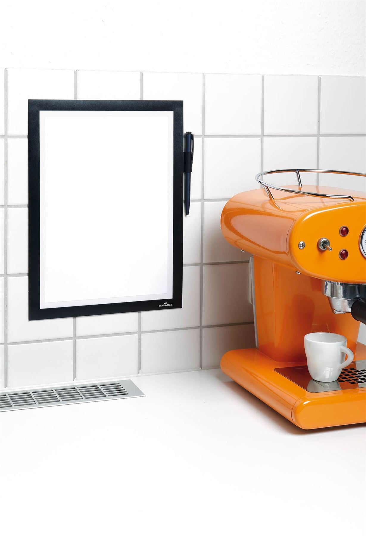 Durable DURAFRAME NOTE Adhesive Magnetic Document Frame + Pen Holder | A4 Black