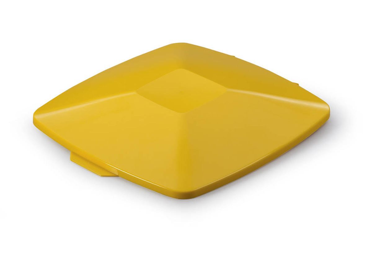 Durable DURABIN Square 40L Hinged Lid | Strong Recycling Waste Bin Lid | Yellow