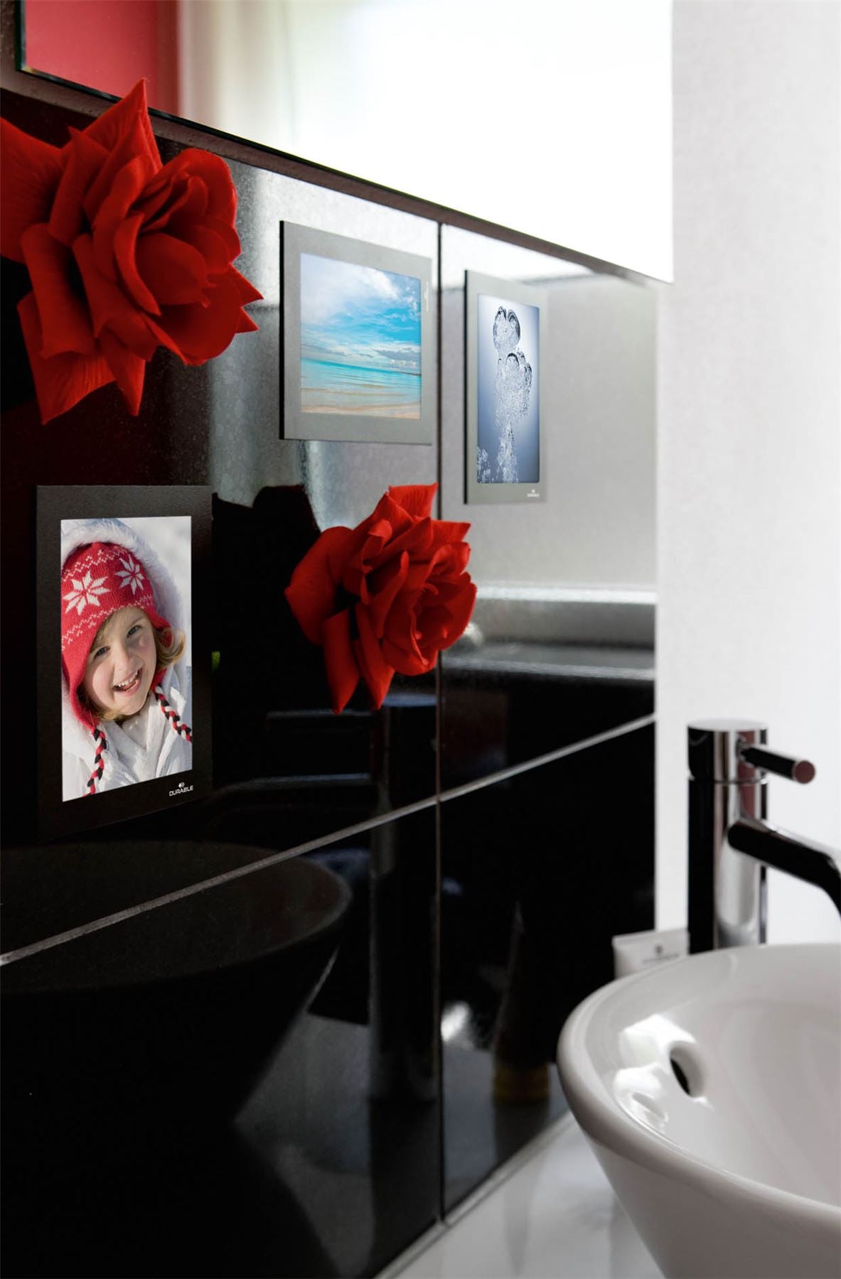 Durable DURAFRAME Self Adhesive Magnetic Signage Frame | 2 Pack | A6 Black