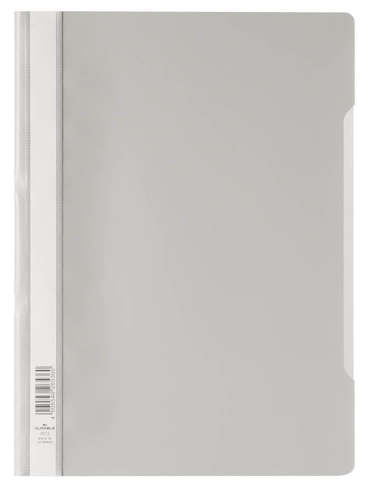 Durable Clear View Project Folder Document Report File | 25 Pack | A4 Grey