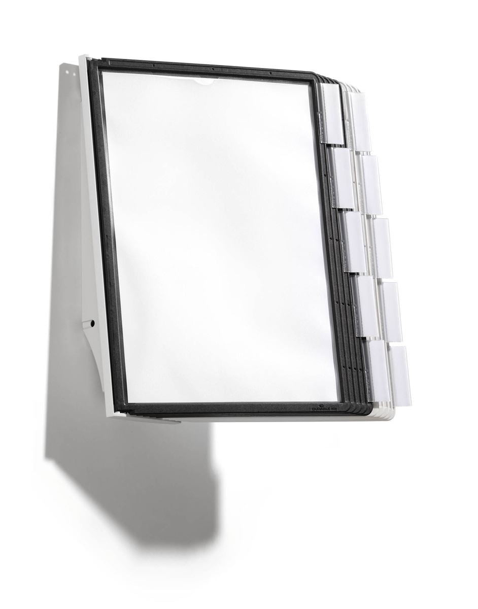 Durable SHERPA WALL 10 Display Panel Document Split Flap Index | A4 Black & Grey