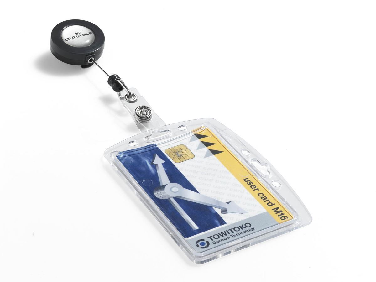 Durable Enclosed Security Pass ID Holder with Badge Reel | 10 Pack | Clear