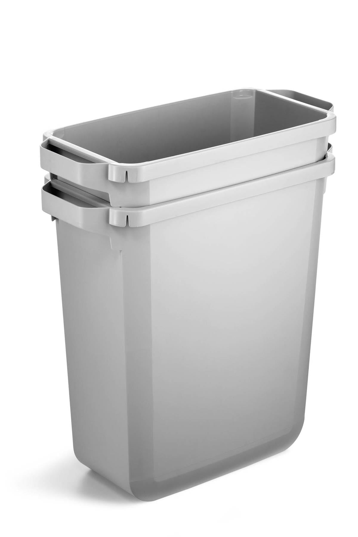 Durable DURABIN Grey Rectangular Recycling Bin + Green Lid | Food Safe | 60L