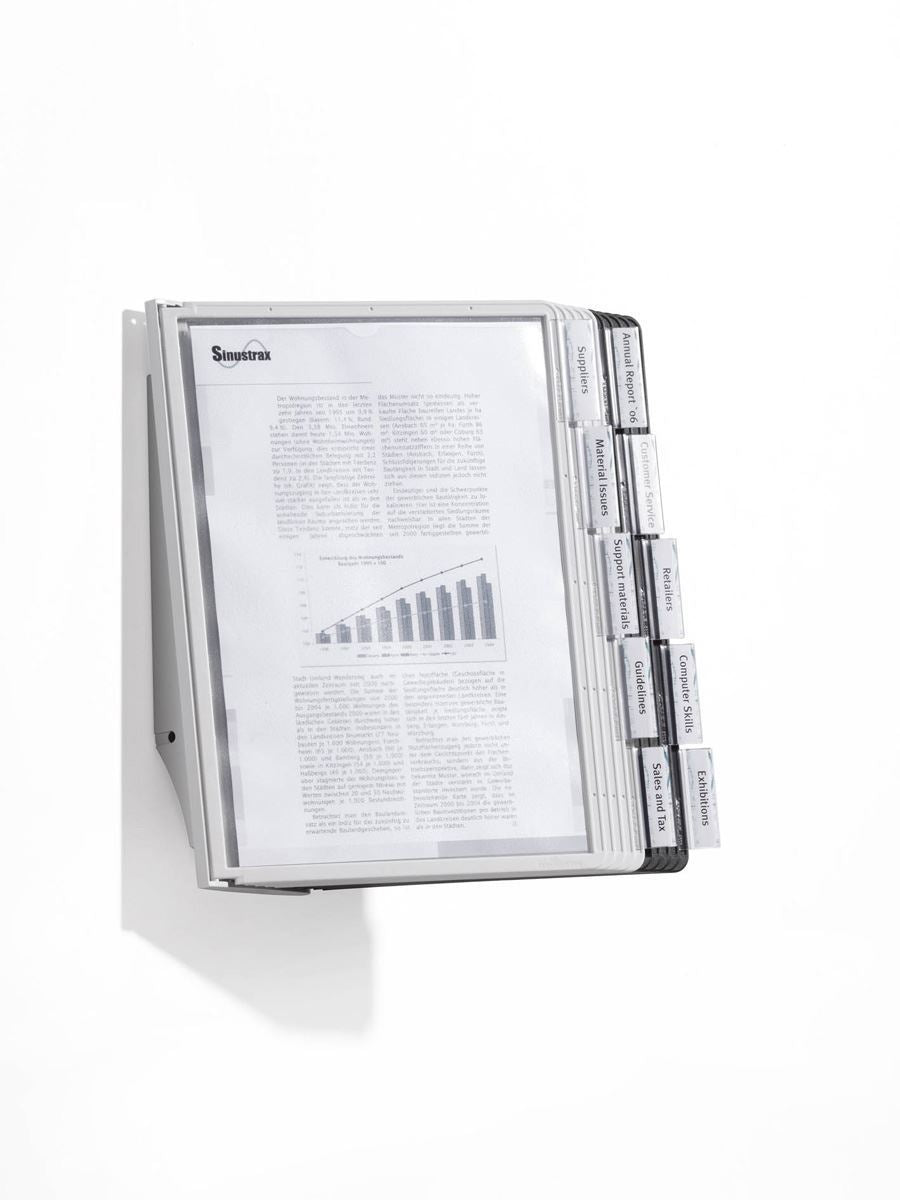 Durable SHERPA WALL 10 Display Panel Document Split Flap Index | A4 Black & Grey