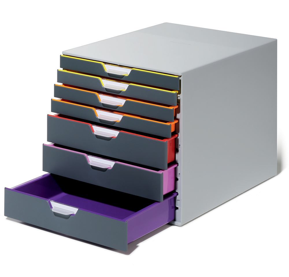 Durable VARICOLOR Desktop Organiser 7 Drawer Colour Coded Modular Storage | A4+