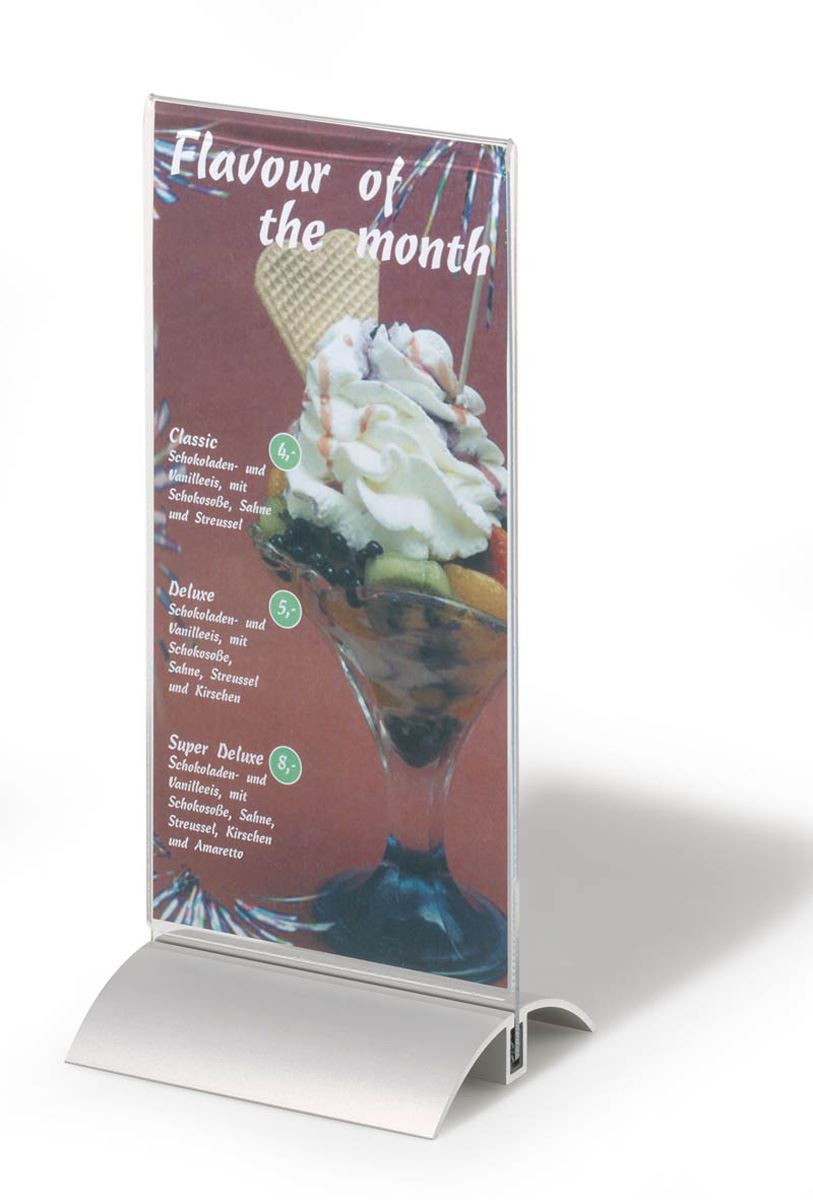Durable Acrylic Metal Table Display Stand Menu & Sign Holder | 1/3 A4 | Clear