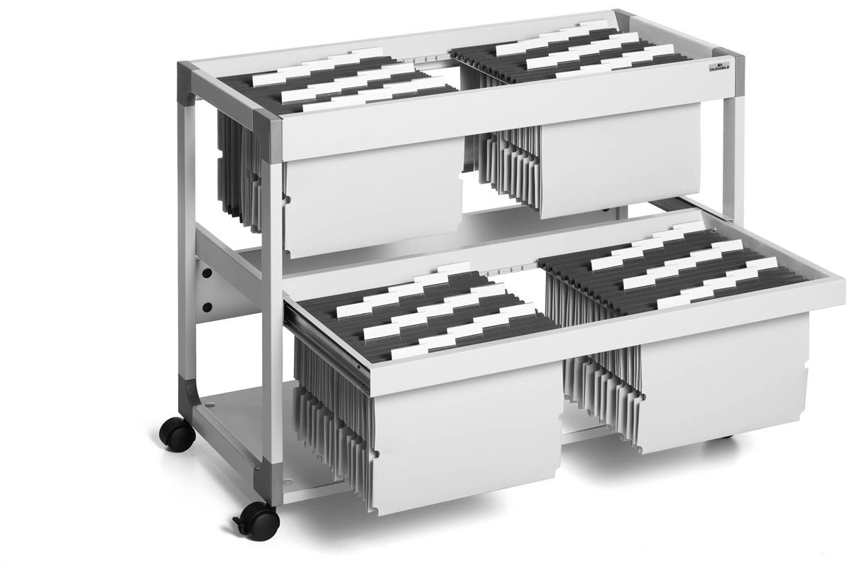 Durable 2 Level Suspension File Trolley | for 200 A4 Folders | Grey