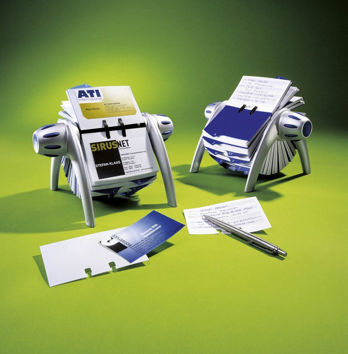 Durable TELINDEX Rotary Address Card Holder | 500 Cards & A-Z Index | Silver