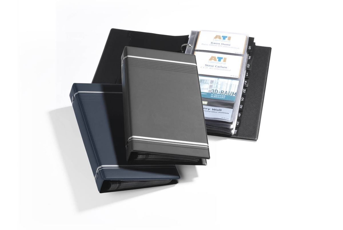 Durable VISIFIX 200 Business Card Ring Binder Album | A-Z Index Tabs | Black