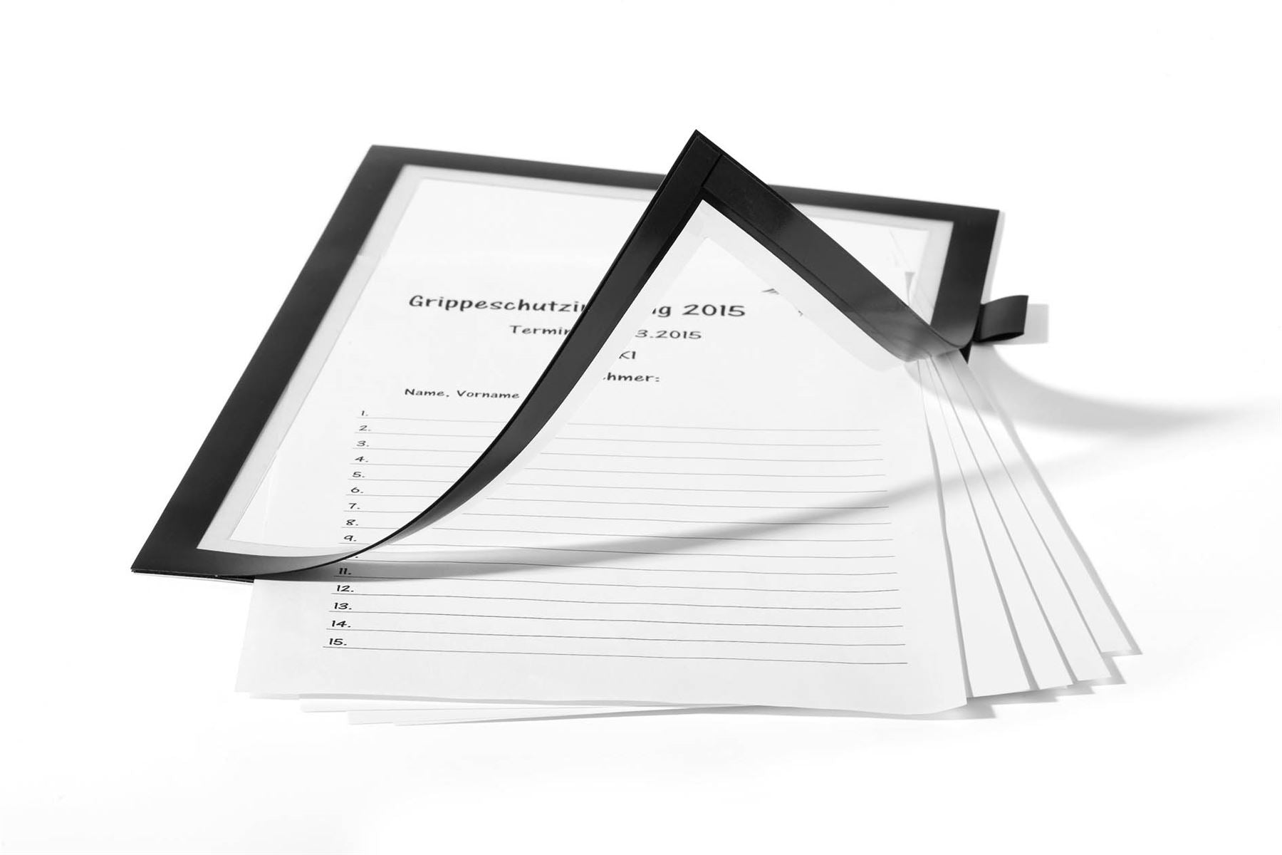 Durable DURAFRAME NOTE Adhesive Magnetic Document Frame + Pen Holder | A4 Black