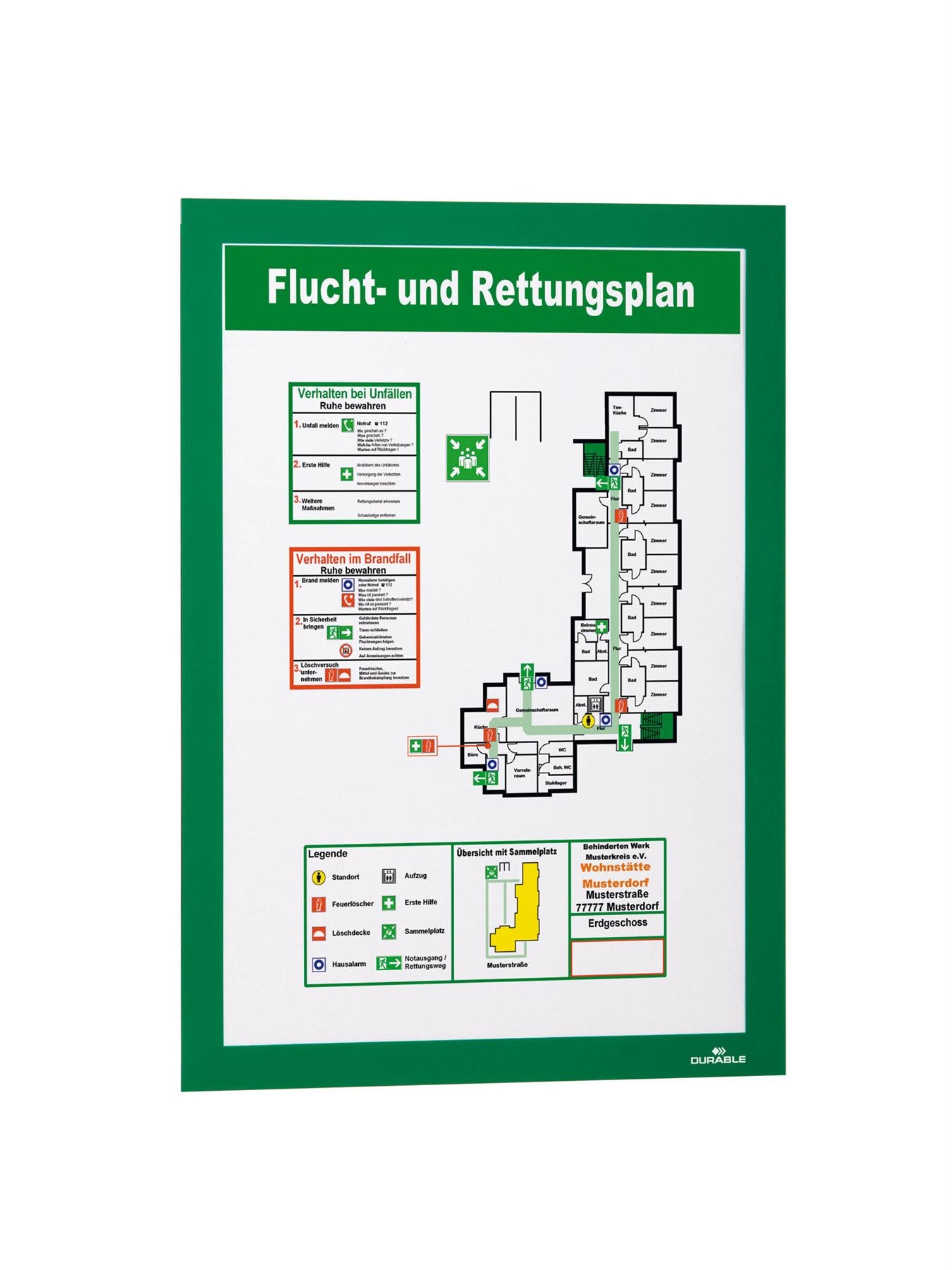 Durable DURAFRAME Self Adhesive Magnetic Signage Frame | 10 Pack | A4 Green