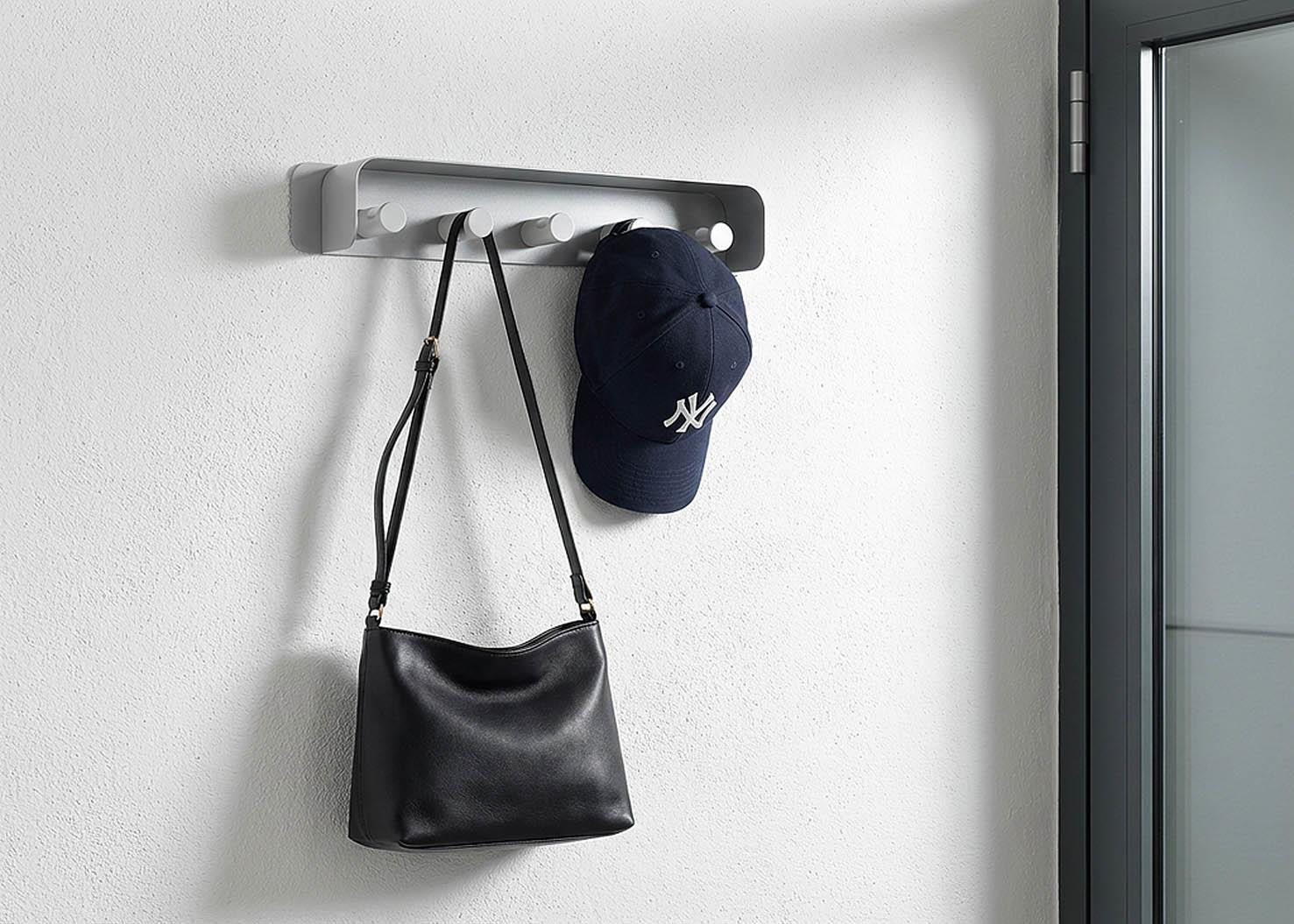 Durable DURASTORE Aluminium Wall Mounted Coat Rack 5 Hooks with Shelf | Grey