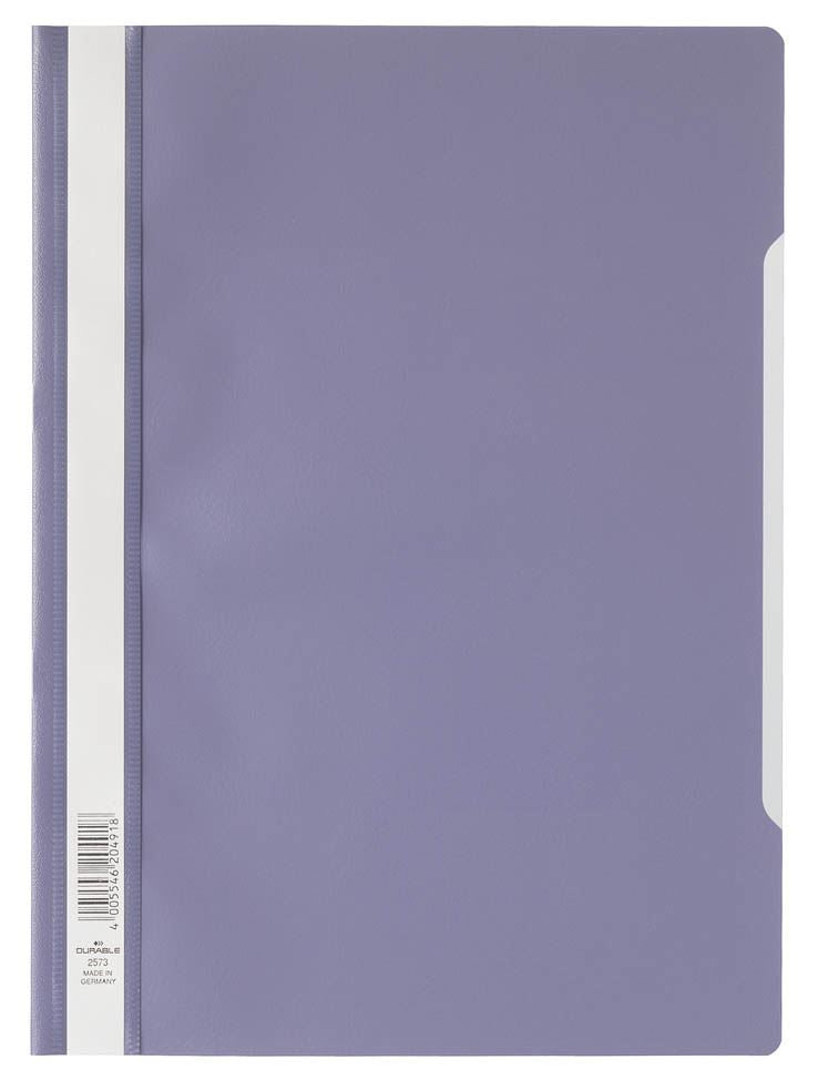 Durable Clear View Project Folder Document Report File | 25 Pack | A4 Purple