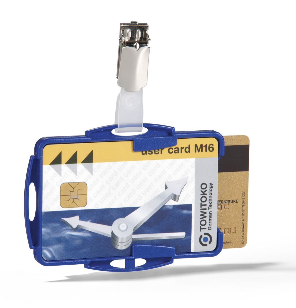 Durable DUO 2 Card Security Pass ID Badge Holders with Clip | 25 Pack | Blue