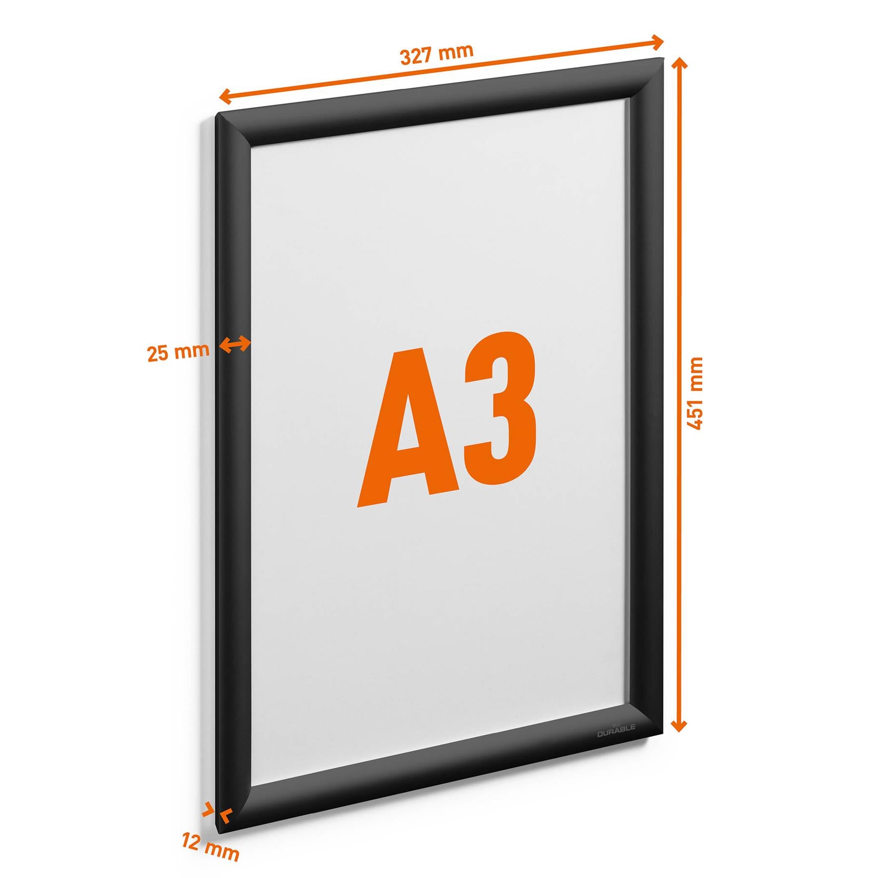 Durable Aluminium Snap Frame Retail Clip Poster Holder Notice Board | A3 Black