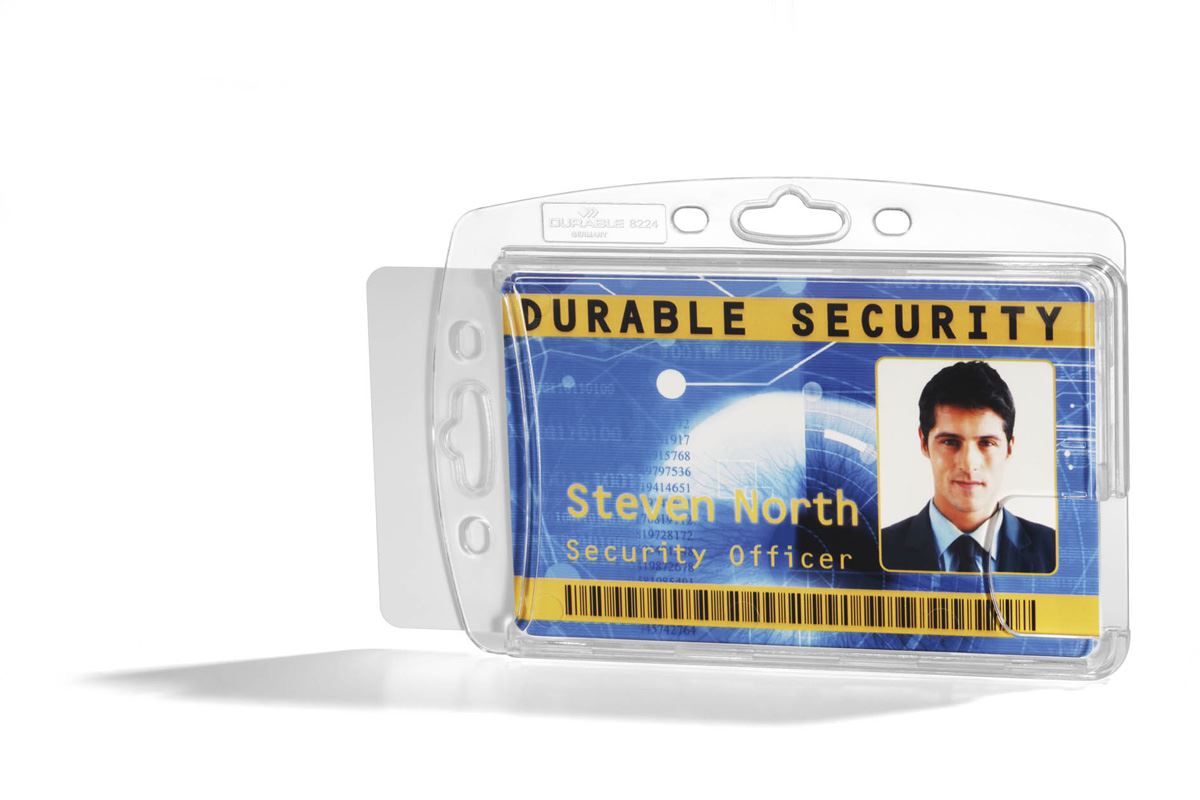 Durable Enclosed 2 Card Security Pass ID Holders for Lanyards | 10 Pack | Clear
