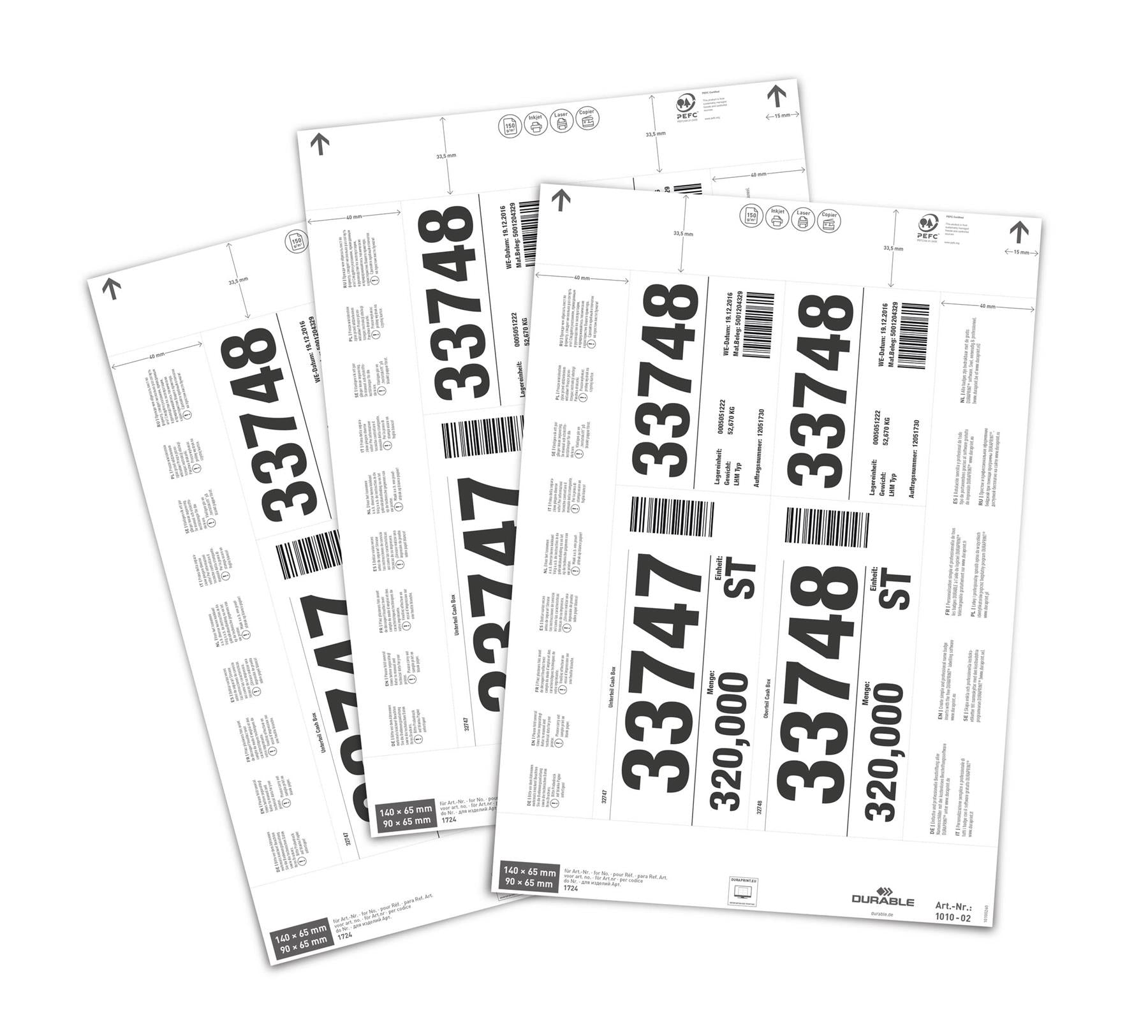 Durable Printable Ticket Insert Sheets for Pallet Feet | 20 Pk | 140/90 x 65mm