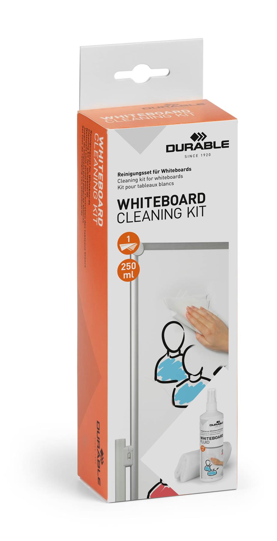 Durable Streak-Free Whiteboard Cleanering Spray and Microfibre Cloth Kit | 250ml