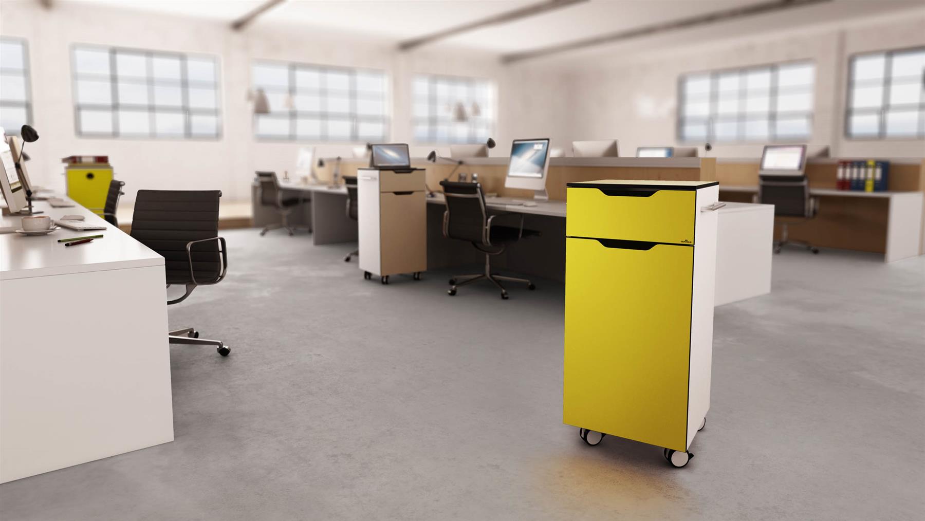 Durable QUARO® ADVANCED | Multi-Function Office Trolley | Yellow
