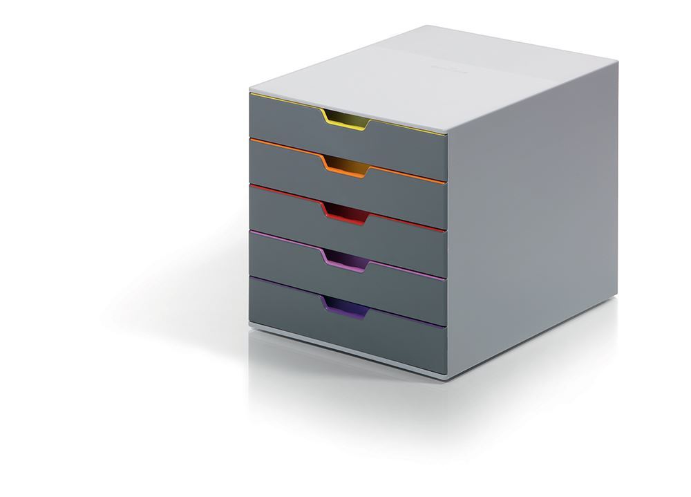 Durable VARICOLOR Desktop Organiser 5 Drawer Colour Coded Modular Storage | A4+
