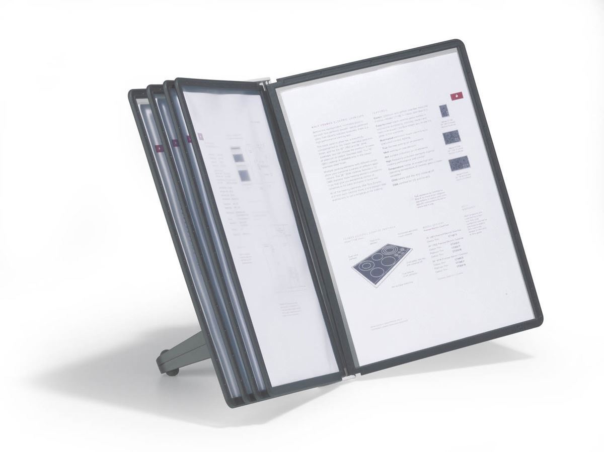 Durable SHERPA SOHO TABLE 5 Desk Display Panel Stand | 5 Panels | A4 Black