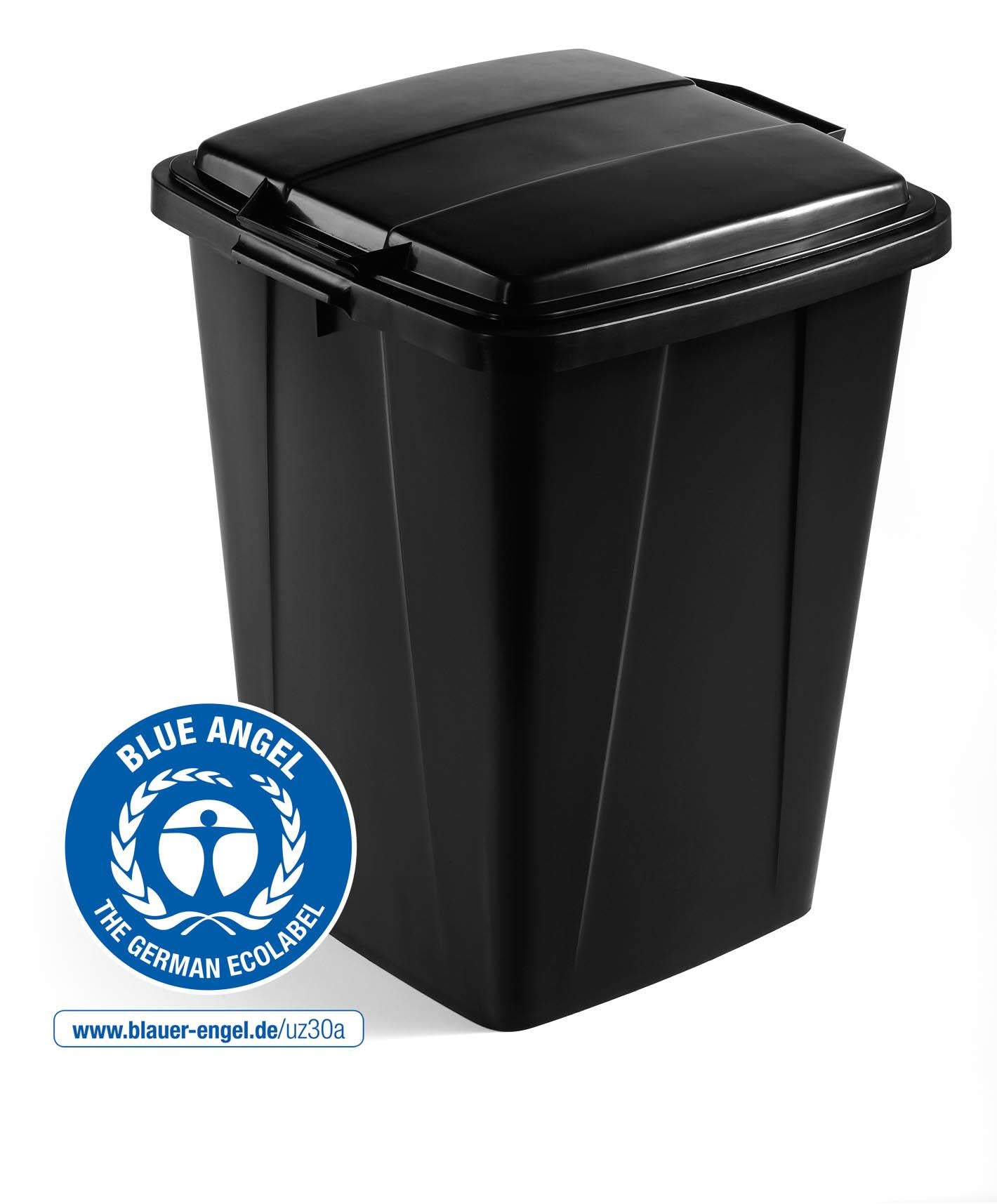 Durable ECO 90L Waste Bin Black | Strong Square Recycling Bin | DURABIN