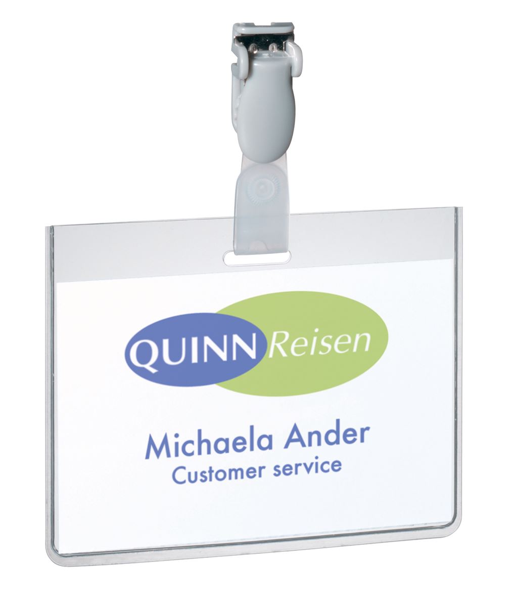 Durable Conference Clip Name Tag ID Badge Holder + Cards | 25 Pack | 60 x 90mm