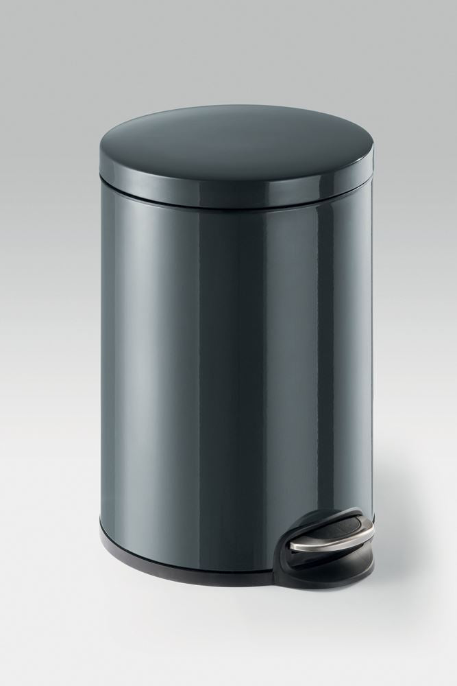 Durable Gloss Finish Round Metal Pedal Bin | 20 Litre | Charcoal Grey