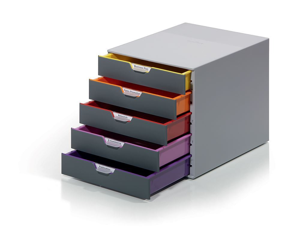 Durable VARICOLOR Desktop Organiser 5 Drawer Colour Coded Modular Storage | A4+