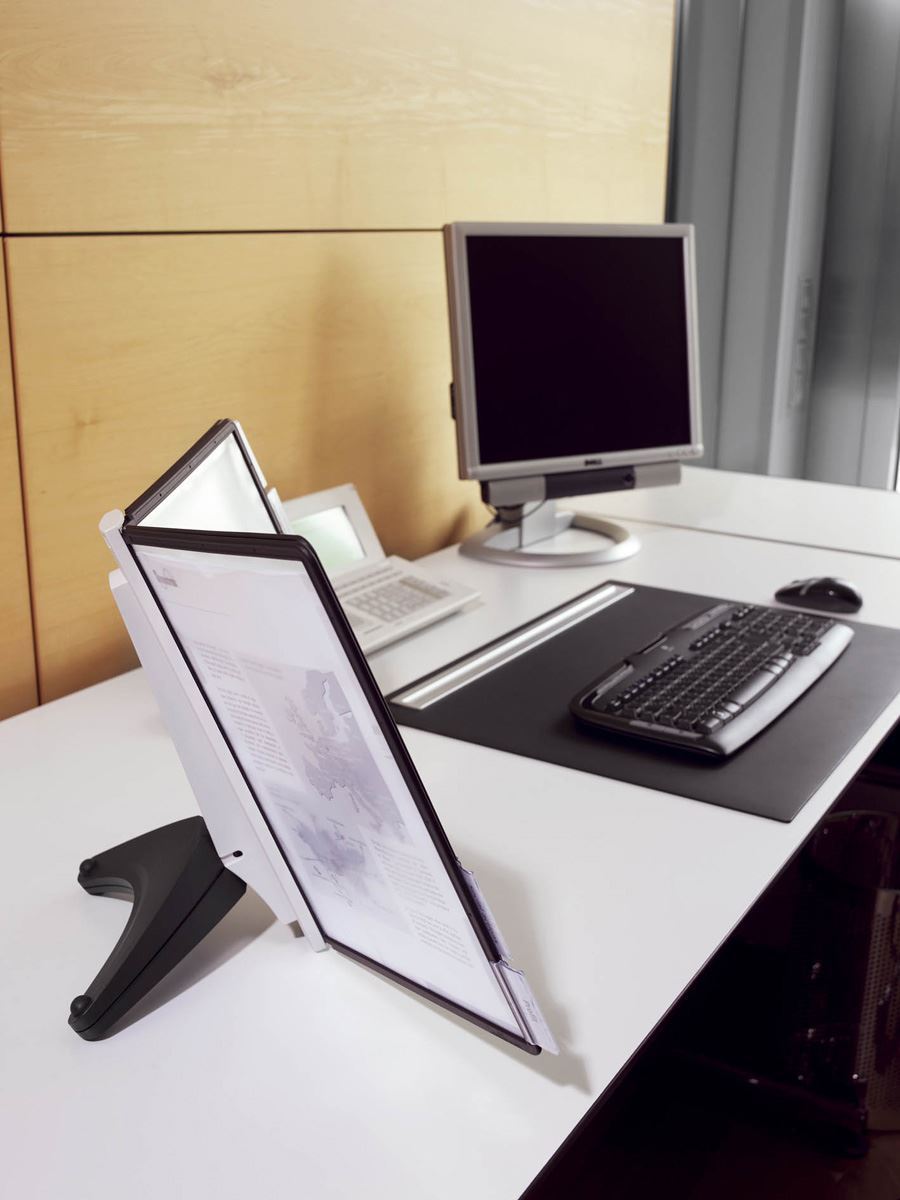 Durable SHERPA SOHO TABLE 5 Desk Display Panel Stand | 5 Panels | A4 Black