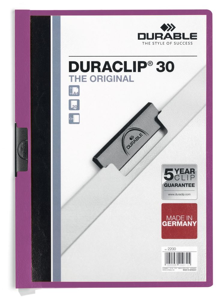 Durable DURACLIP 30 Sheet Document Clip File Folder | 24 Pack | A4 Assorted
