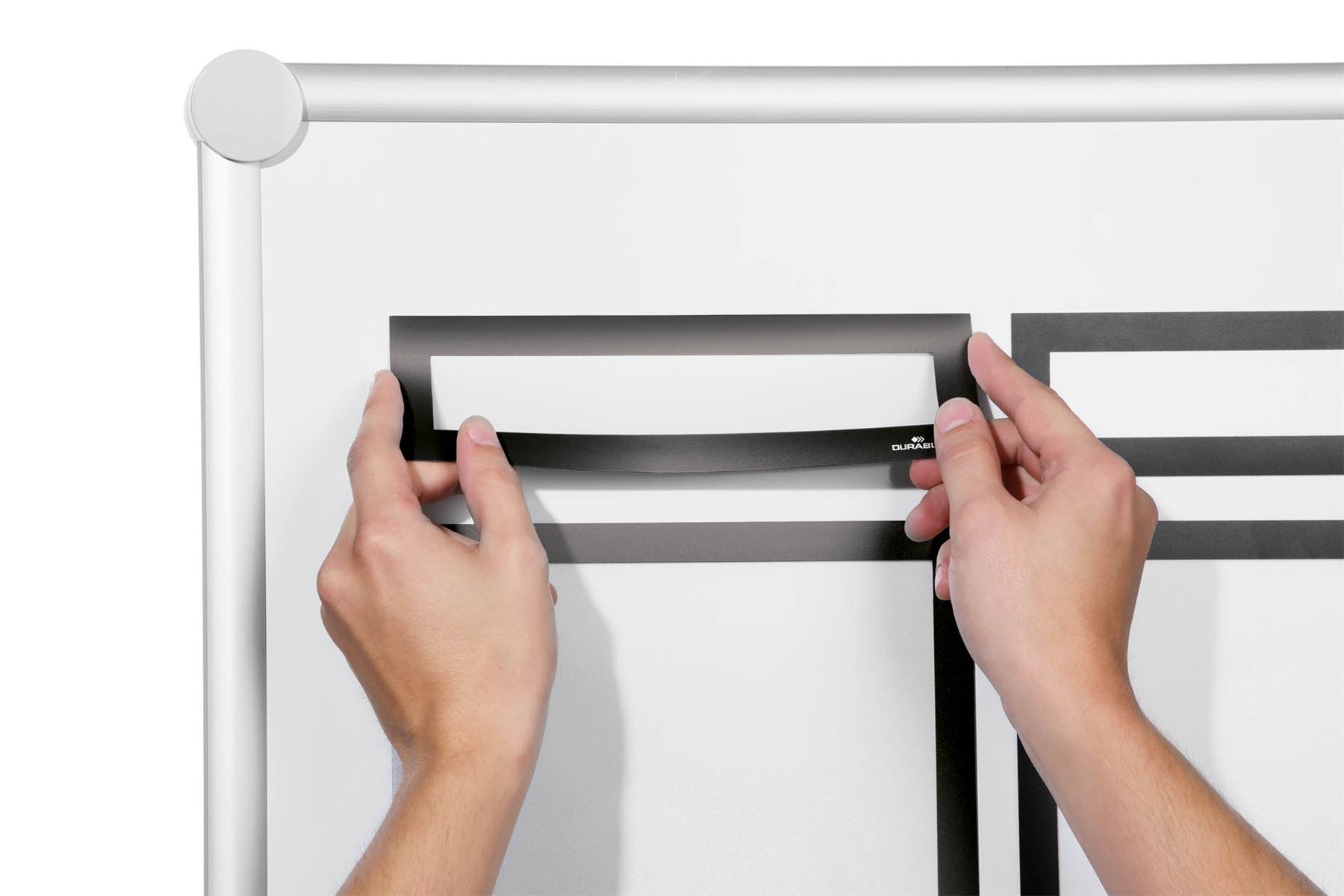 Durable DURAFRAME TOP Magnetic Signage Title Frame for A4 | 5 Pack | Black