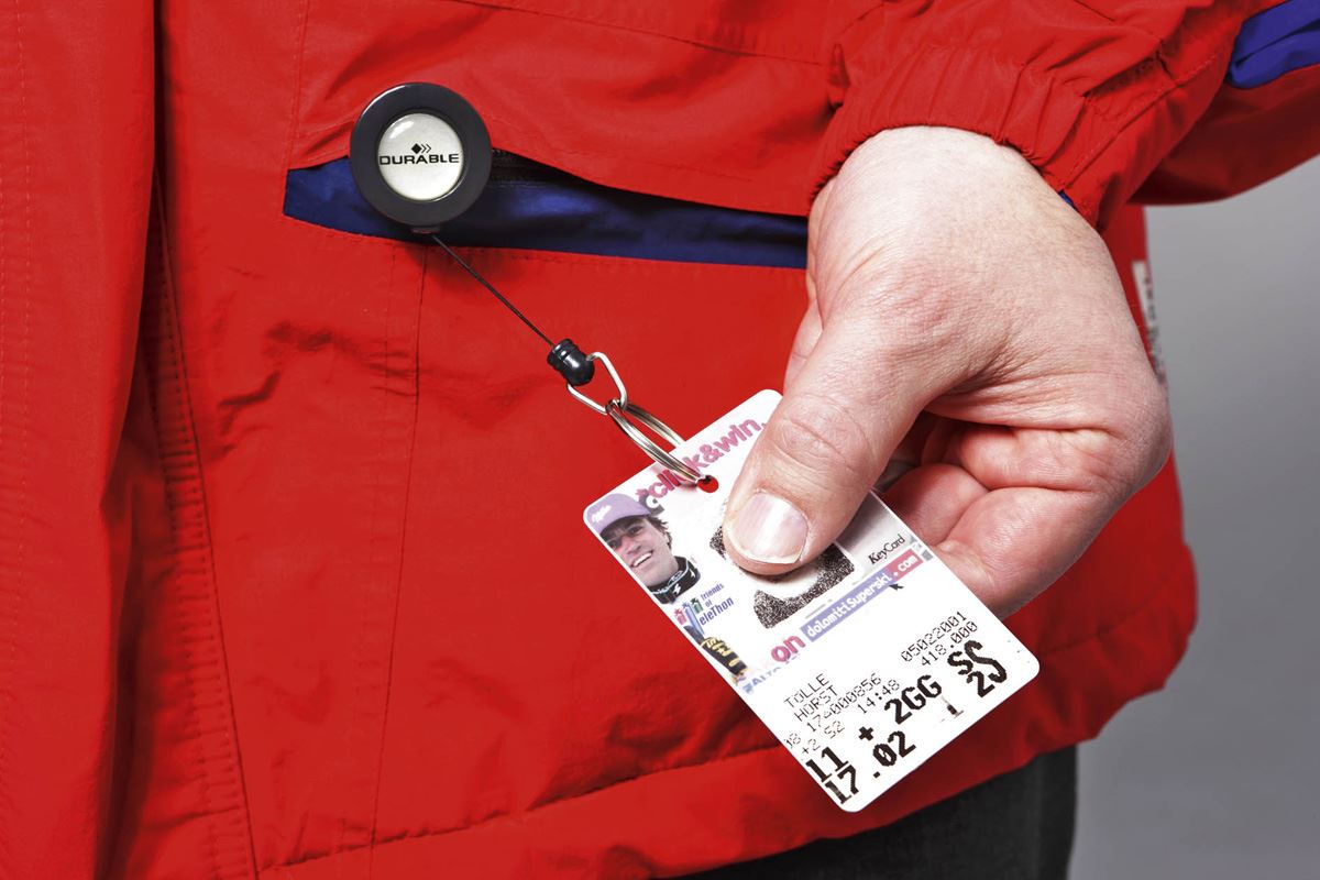 Durable Secure Retractable Keyring Badge Reel for IDs & Keys | 10 Pack | Black
