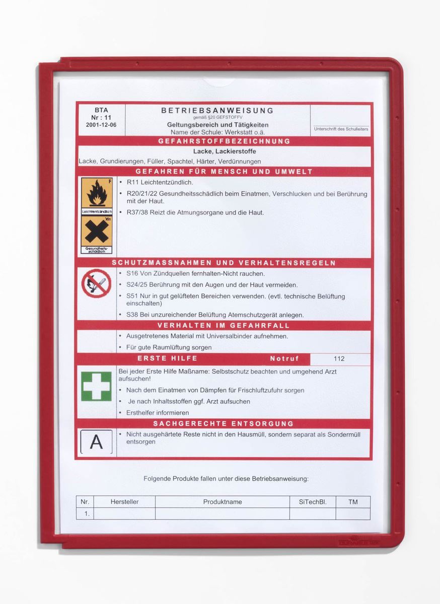 Durable SHERPA Replacement Display Panels | 5 Pack | A4 Red