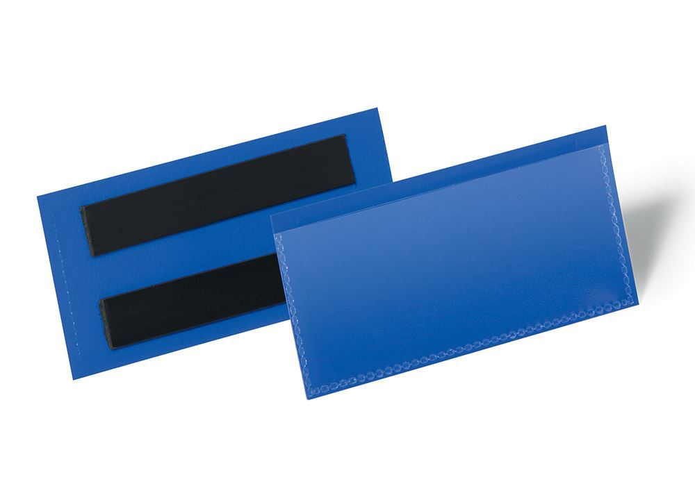 Durable Magnetic Ticket Holder Document Pockets | 50 Pack | 100 x 38mm | Blue