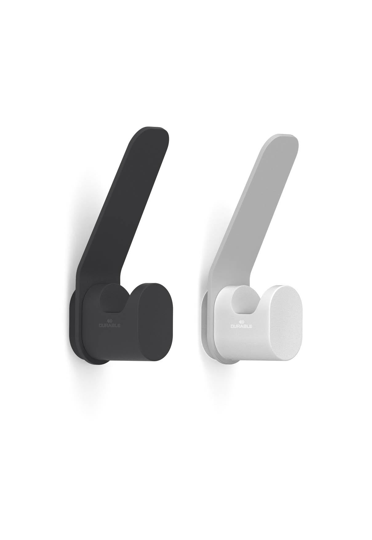 Durable DURASTORE Aluminium Double Coat Hooks Wall Mounted | 4 Pack | Black
