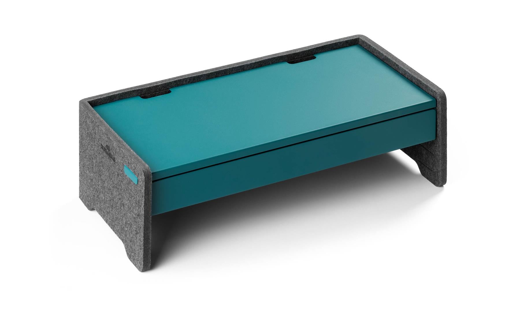 Durable Felt Lined Metal Drawer for Monitor Riser Stand | 47 x 22cm Teal