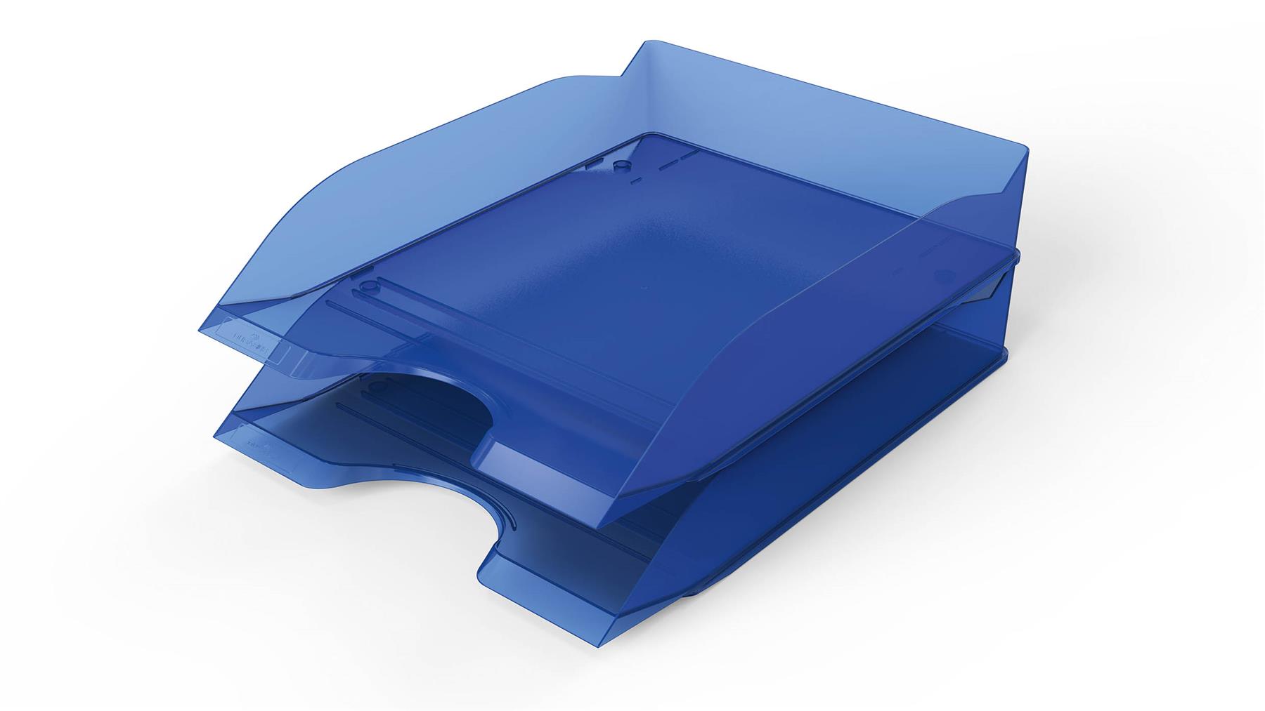 Durable New Stackable Letter Tray | Document Paper File | A4+ Transparent Blue