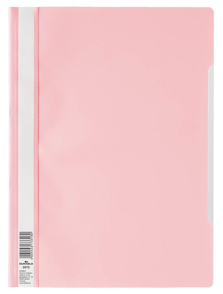 Durable Clear View Project Folder Document Report File | 50 Pack | A4 Light Pink