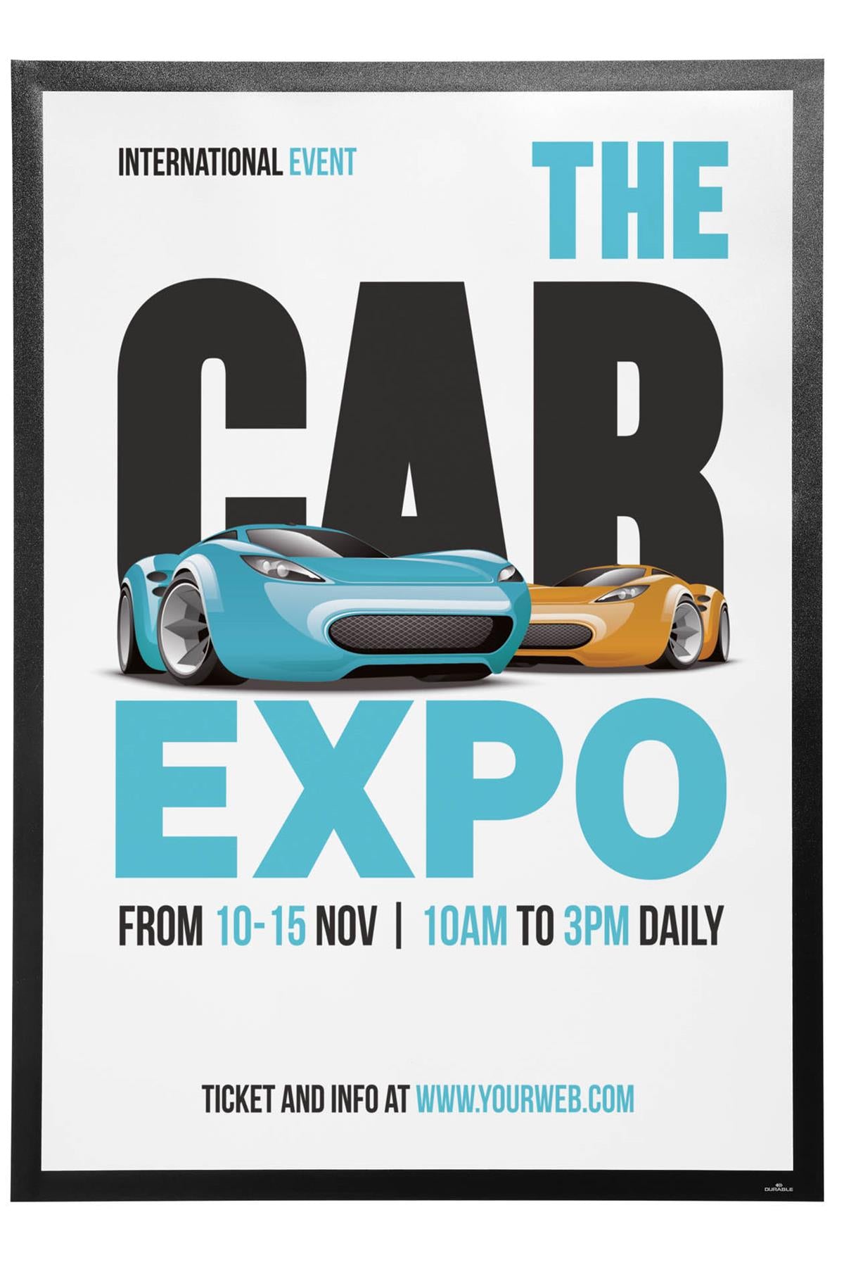 Durable DURAFRAME UV Poster Adhesive Magnetic Signage Frame | 70x100 cm | Black