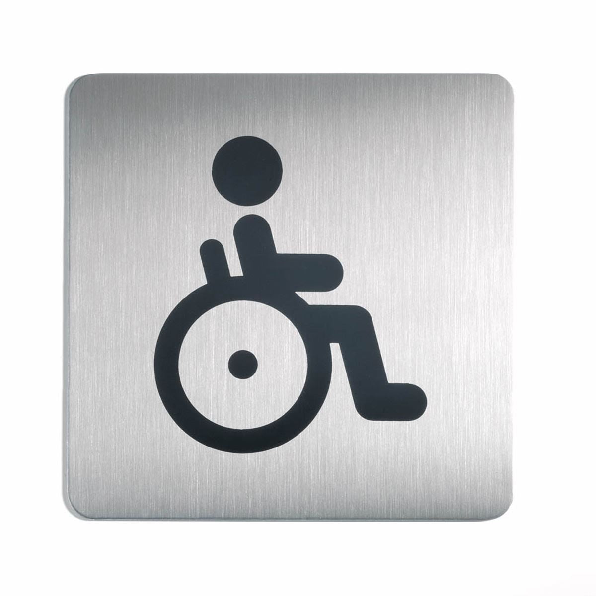 Durable Adhesive Disabled Bathroom Symbol Toilet Sign | Stainless Steel | Square
