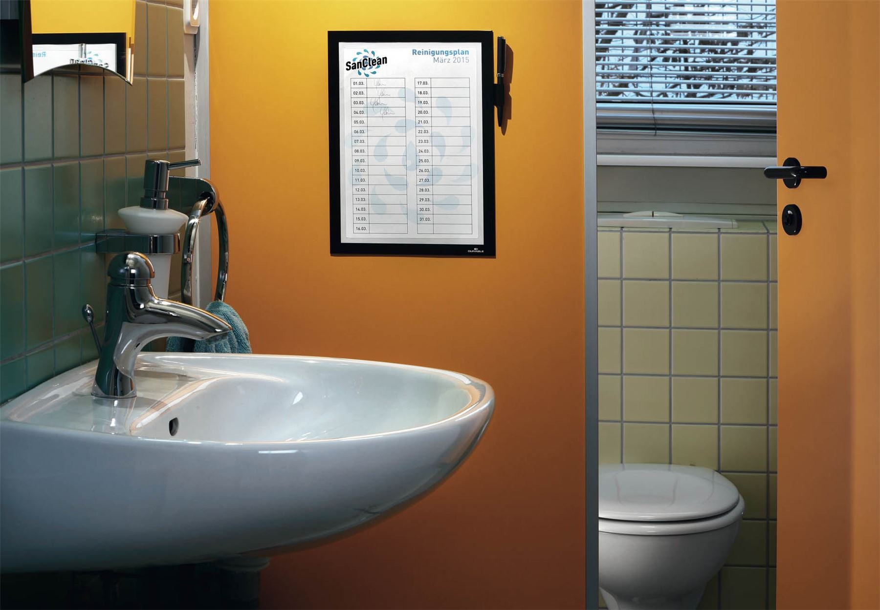 Durable DURAFRAME NOTE Adhesive Magnetic Document Frame + Pen Holder | A4 Black
