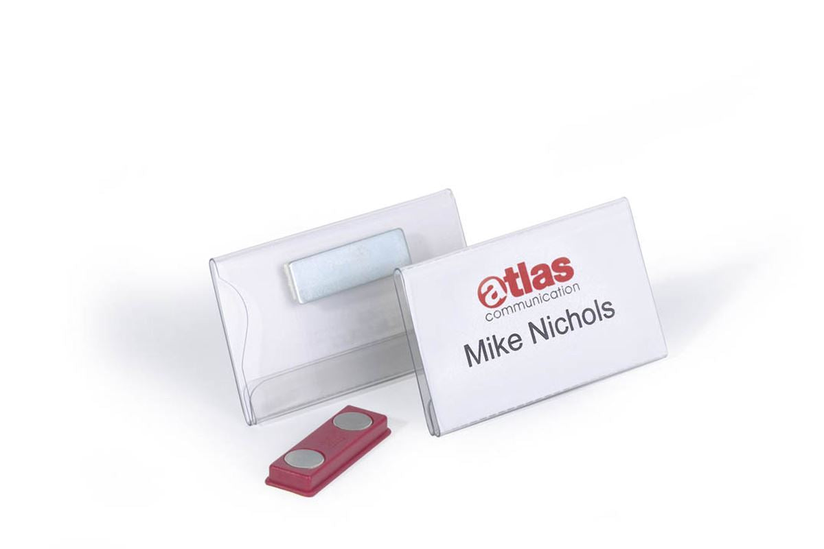 Durable Conference Magnet Name Tag Badge Holders + Inserts | 25 Pack | 40 x 75mm