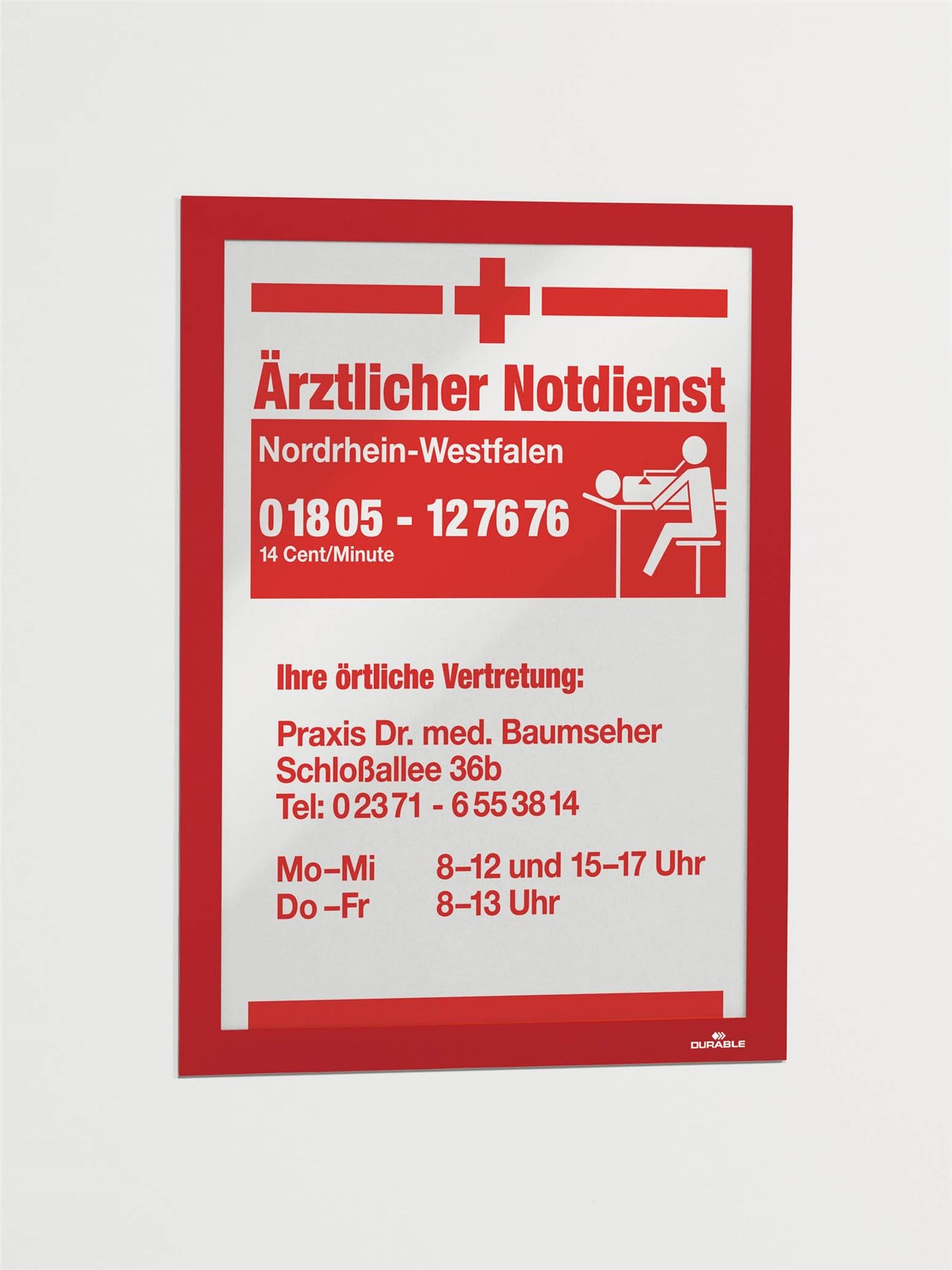Durable DURAFRAME Self Adhesive Magnetic Signage Frame | A4 Red