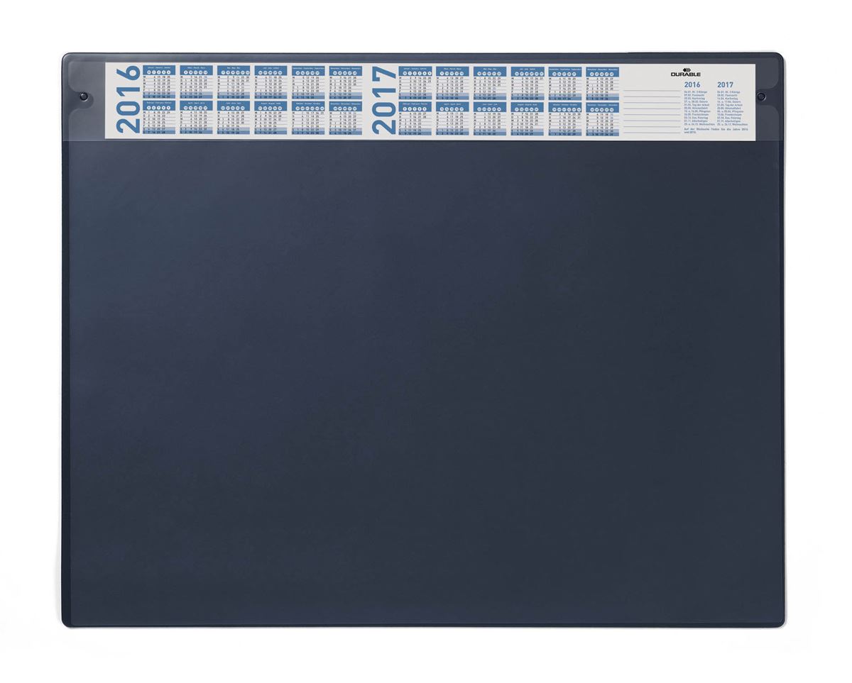 Durable Clear Overlay Calander Desk Mat Notes Protector Pad | 65x52 cm | Blue