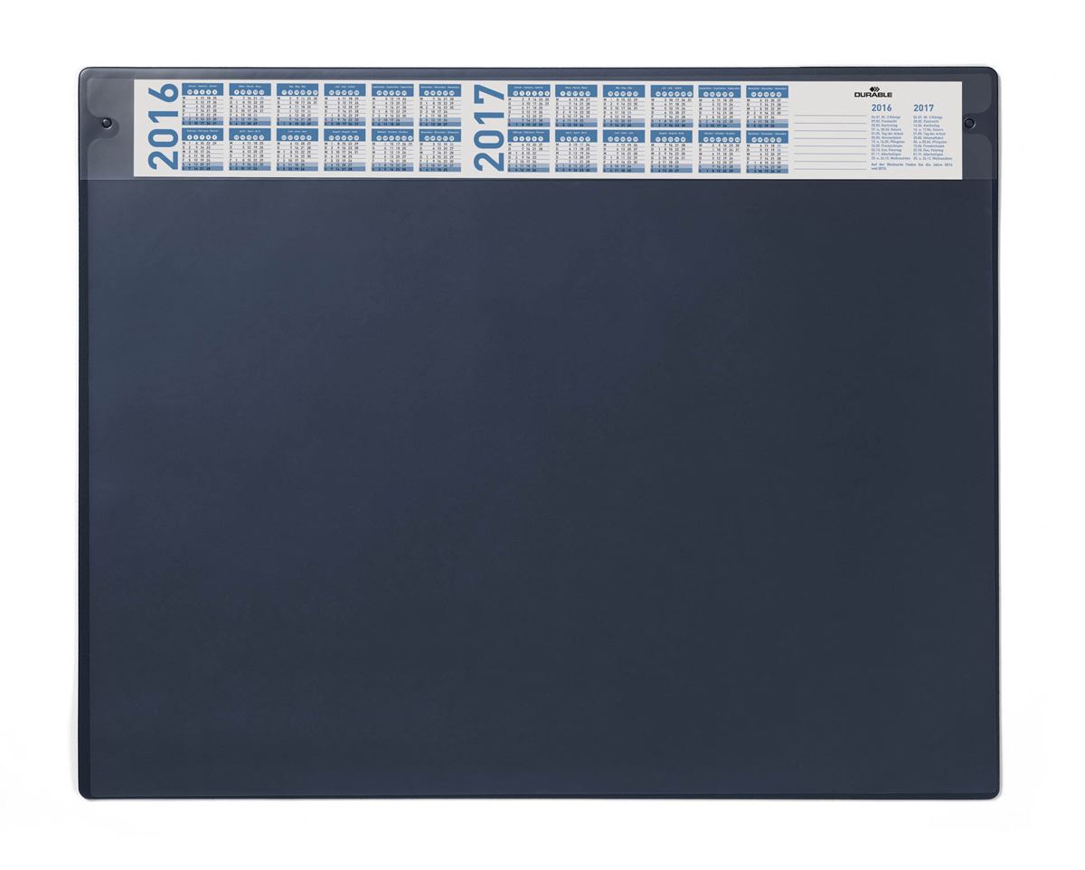 Durable Clear Overlay Calendar Desk Mat Notes Protector Pad | 65x52 cm | Blue