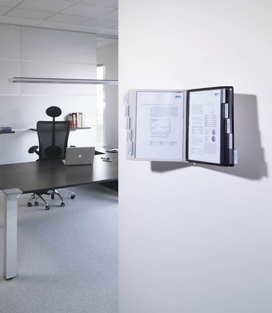 Durable SHERPA WALL 10 Display Panel Document Split Flap Index | A4 Black & Grey