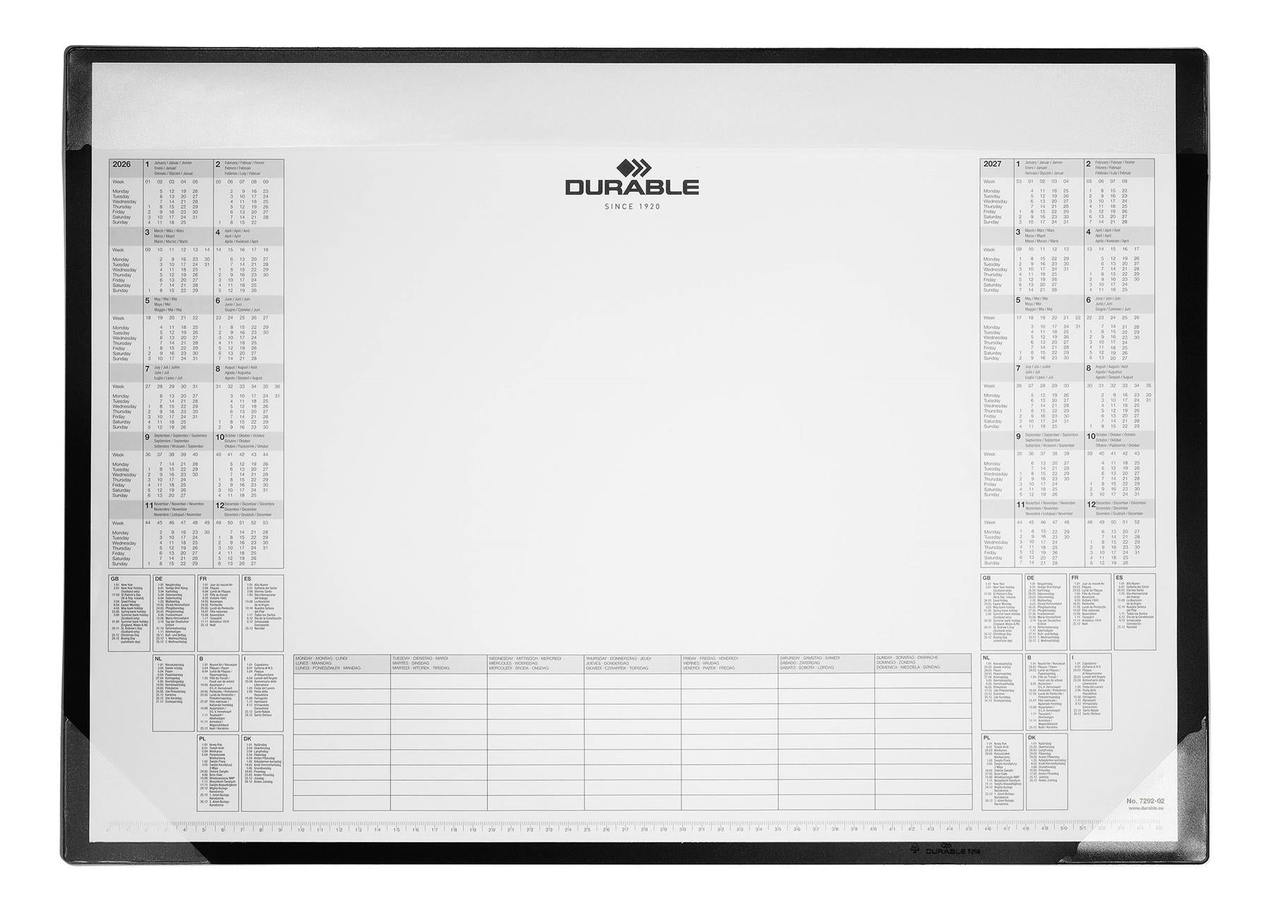 Durable Clear Overlay Calendar Keyboard Desk Pad Protector Mat PP | 60 x 43 cm